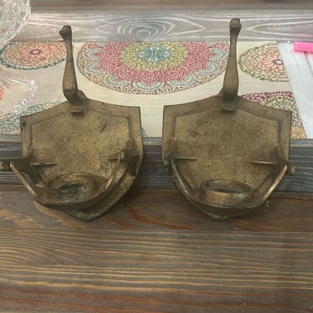 Vintage cast iron candle wall sconce or‎ table candle holder antique Japan